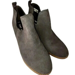 TOMS Women’s Gray Suede Kallie‎ Wedge Slip-on Bootie 9.5